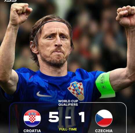 Timnas Kroasia menunjukkan dominasi dengan mengalahkan Republik Ceko 5-1 dalam Kualifikasi Piala Dunia 2026 Zona Eropa Grup L  (FOTO: Facebook: CroatianSports.com)