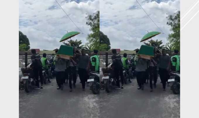 Pemakaman drivel ojol meninggal akibat balap liar.