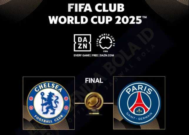 Chelsea akan menantang PSG di partai final Piala Dunia Antarklub 2025 yang akan digelar di MetLife Stadium, New Jersey, Amerika Serikat pada Senin, 14 Juli 2025 pukul 02.00 dini hari WIB. (Sumber: Instagram @agendabolaid)