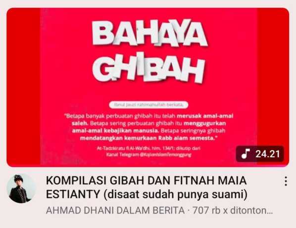 Unggahan video di akun YouTube Ahmad Dhani dalam Berita.