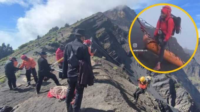 Kondisi Agam Rinjani saat membawa jenazah pendaki asal Brasil Juliana Marins