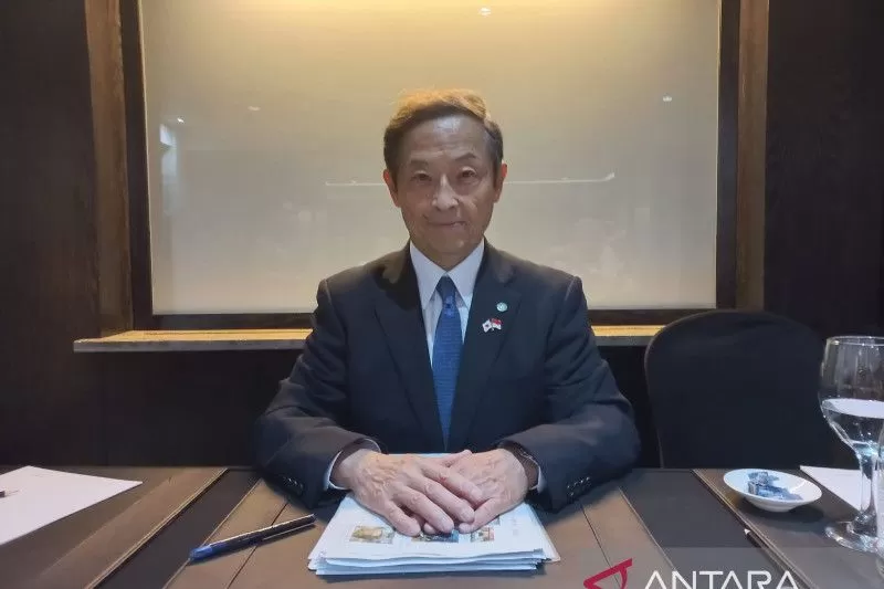 Sekretaris Pers untuk Kaisar Jepang Kojiro Shiojiri dalam arahan pers di Jakarta, Selasa (20/6). Kojiro Shiojiri mengakui bahwa memang ada masa yang pahit dalam sejarah antara Indonesia dan Jepang.