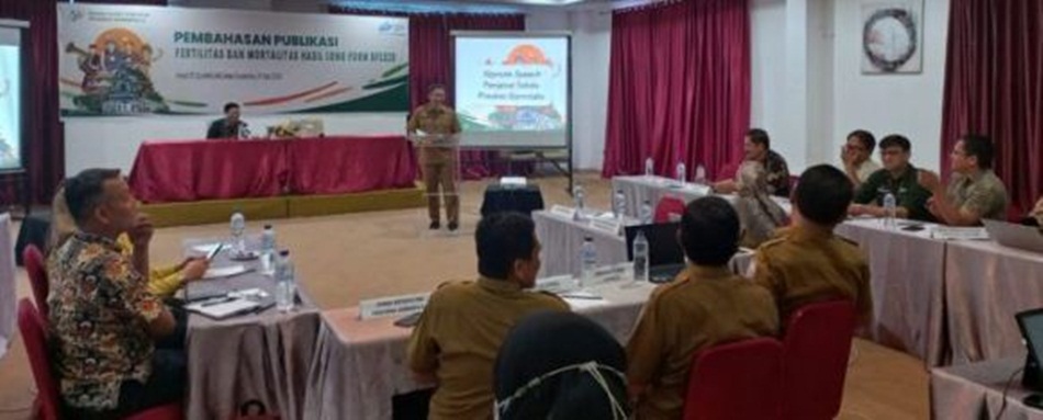 Penjabat Sekdaprov Gorontalo Budiyanto Sidiki saat membuka kegiatan publikasi Fertilitas dan Mortalitas Hasil Long Form (LF)   SP2020 Provinsi Gorontalo, yang digelar oleh BPS. (Foto : Echin)