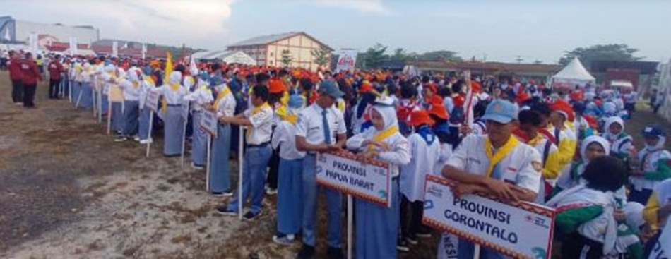 Kontingen Gorontalo yang mengikuti  Jumbara Nasional ke-IX yang berlangsung di Provinsi Lampung.(Hms-Kmfo)