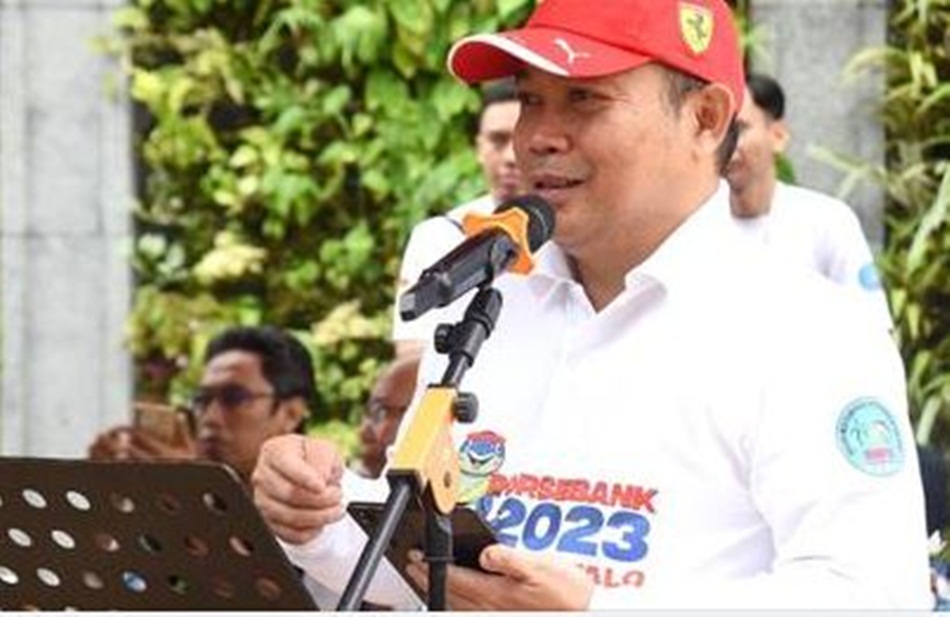 Penjagub Ismail Pakaya saat membuka Porsebank Gorontalo Tahun 2023 (F:Haris)