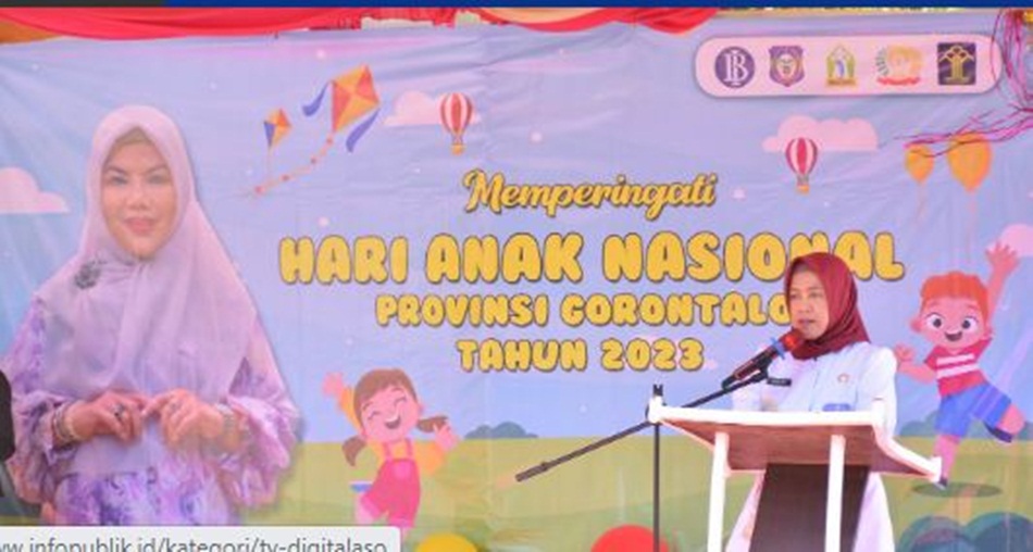 Kepala Dinas Sosial Provinsi Gorontalo Sagita  Wartabone memberikan sambutan pada peringatan HAN di LKS Ummu Syahidah Gorontalo.(hms-Kmfo)