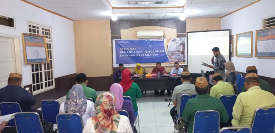 Suasana sosialisasi Penanganan  Pengaduan Layanan Pertanahan ATR BPN Kabupaten Gorontalo.(F:humas).
