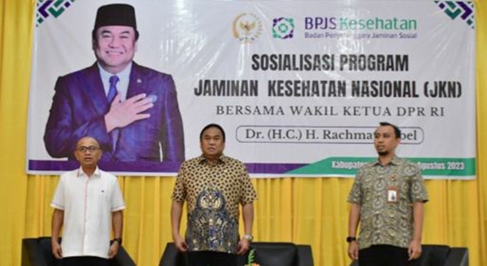 Sosialisasi program jaminan kesehatan nasional (JKN) yang berlangsung di gedung panua kantor bupati Pohuwato yang dihadiri Wakil Ketua DPR RI, Dr. H. Rachmat Gobel,Wakil Bupati, Suharsi Igirisa, Forko