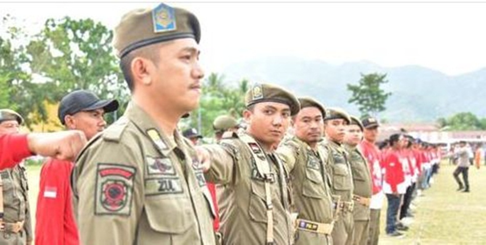 Apel Siaga Jambore Satlinmas bertempat di Lapangan Likada,  Kecamatan Kabila, Kabupaten Bone Bolango, Rabu (4/10/2023). (Foto &ndash; Ryan)