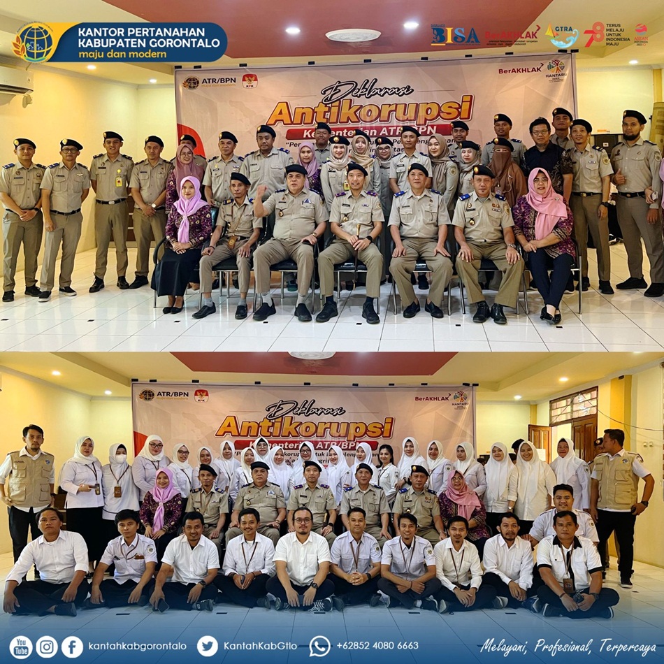 Kantor Pertanahan Kabupaten Gorontalo beserta para pasangan dari Pejabat Pengawas dan Koordinator Substansi ikut hadir secara daring via zoom meeting.(hms)