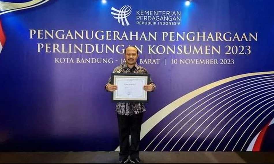 Penjabup Boalemo Sherman Moridu saat menghadapi penganugrahan penghargaan perlindungan konsumen 2023.(F:hms-Kmfo).