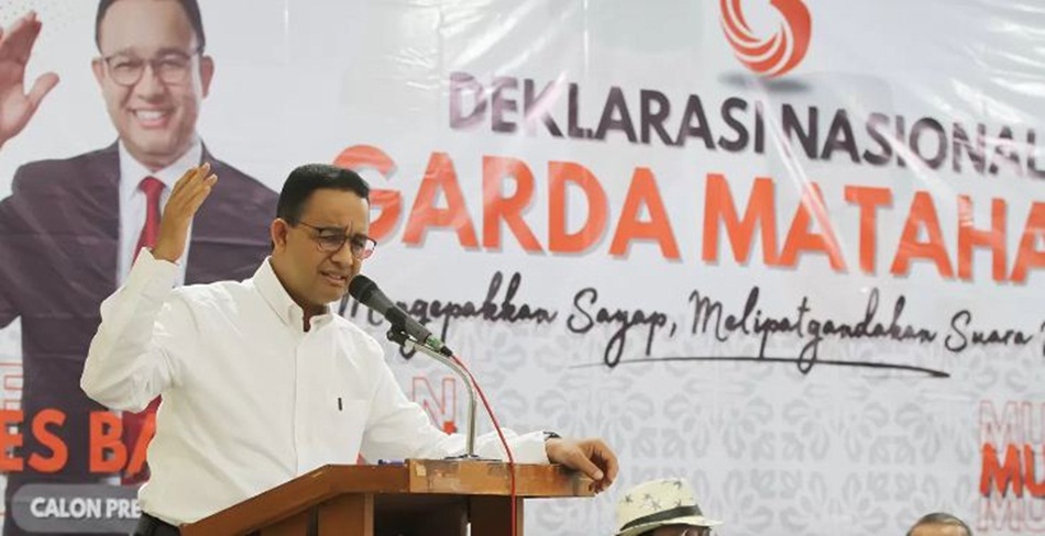 Calon presiden nomor urut satu Anies Baswedan saat deklarasi relawan Garda Matahari di Jakarta, . (DERY RIDWANSAH/ JAWAPOS.COM)