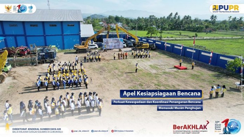 Balai Wilayah Sungai (BWS) Sulawesi II Gorontalo menggelar apel kesiapsiagaan bencana (F:humas)