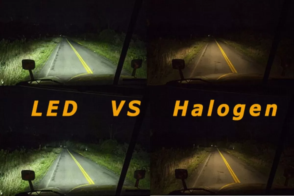 Perbandingan cahaya LED dan lampu halogen. (vividlumen)