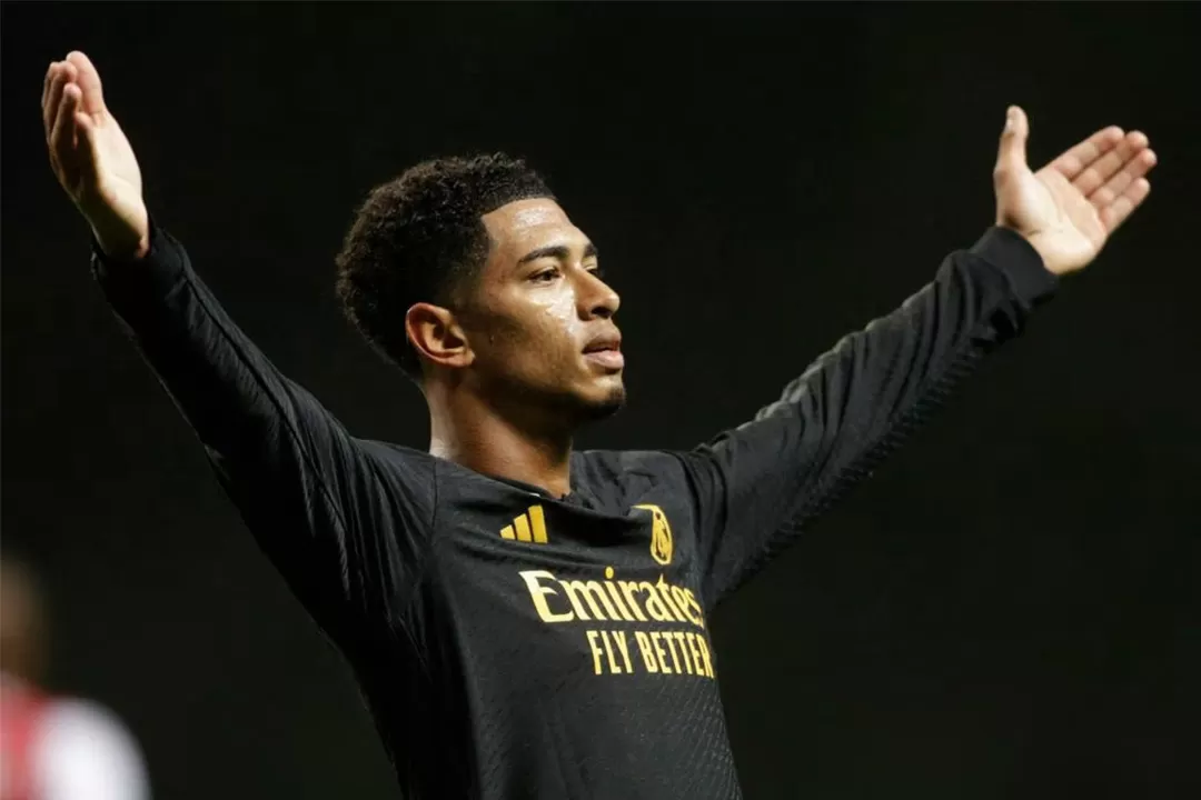 Jude Bellingham kembali membawa Real Madrid menang di kancah Liga Champions atas Braga dengan golnya pada menit ke-61 pada Rabu (25/10) dini hari WIB. (REUTERS/Miguel Vidal)