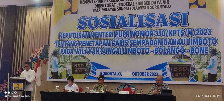 Sosialisasi sempadan guna penyelamatan danau Limboto oleh Kepala BWS Sulawesi II Gorontalo Parlinggoman Simanungkalit(dok hms)