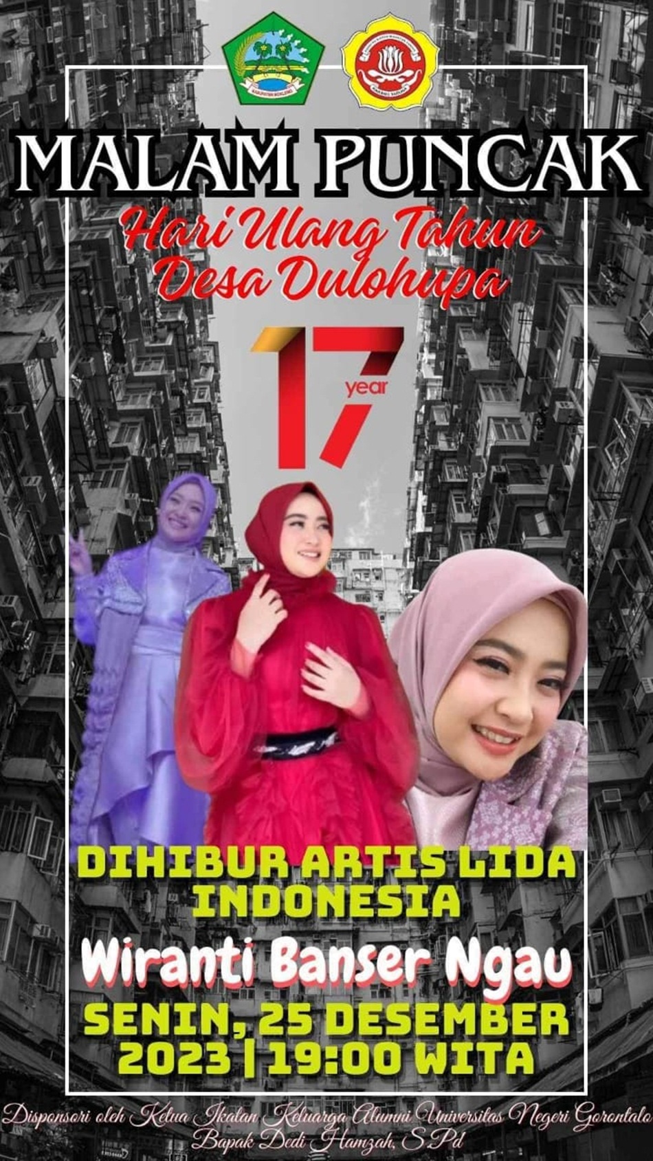 dihibur artis Lida Indonesia  Miranti Banser Ngau . Malam hiburan menjadi semarak dengan membludaknya warga .(FIst)