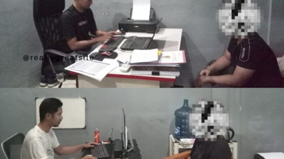 Kedua pelaku saat menjalani pemeriksaan di Polresta Gorontalo Kota (F:Hms-pol)
