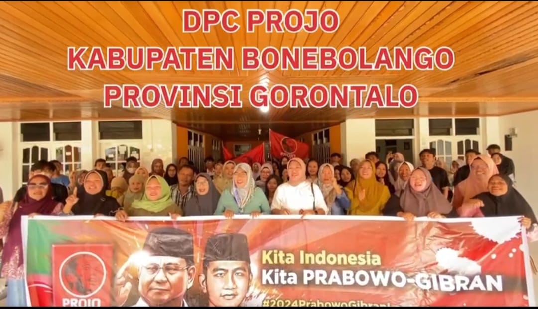 konsolidasi pasangan calon 02 (Paslon 02) Prabowo &ndash; Gibran yang digelar Dewan pimpinan cabang Projo Kabupaten Bone Bolango.(F:dok Projo)