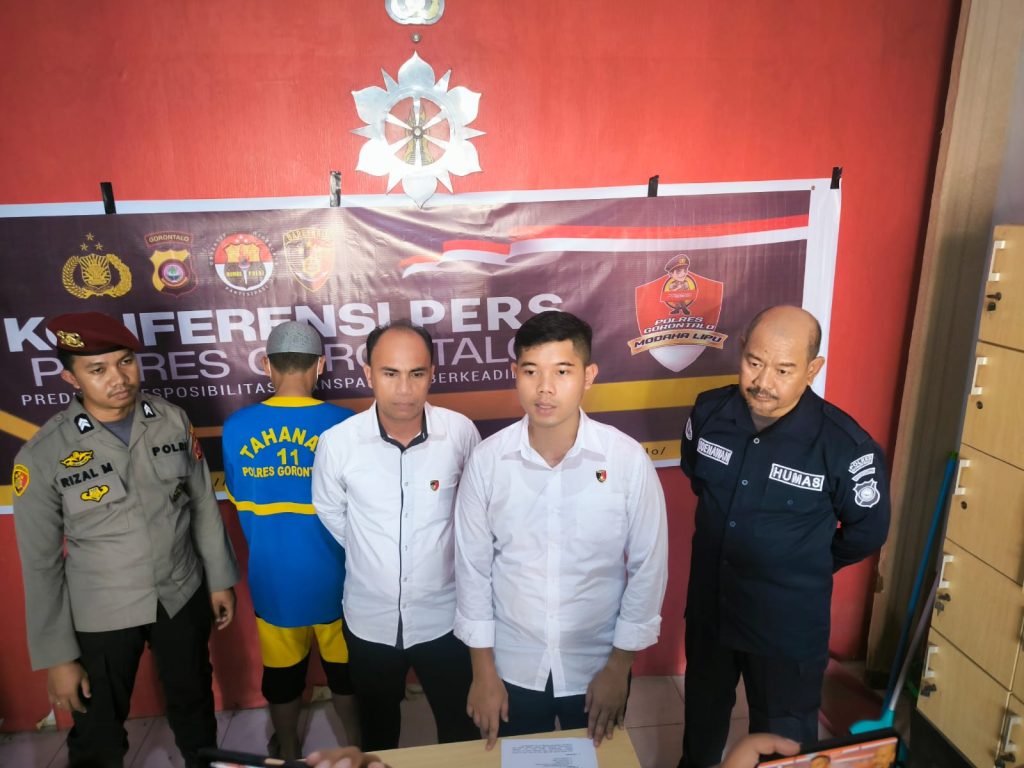 Resrkim Polres Gorontalo Ungkap Pidana Kekerasan Seksual Terhadap Anak melalui  konferensipers (F:hms-pol)