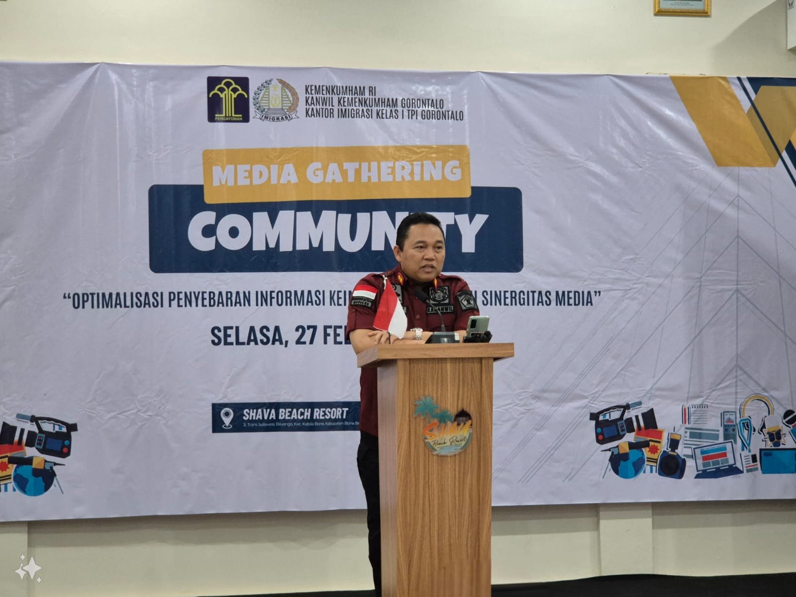 Kakanwil Kemenkumham Gorontalo Buka Kegiatan Media Gathering Community, bertempat di Shava Beach Resort ( Foto: Anthox)