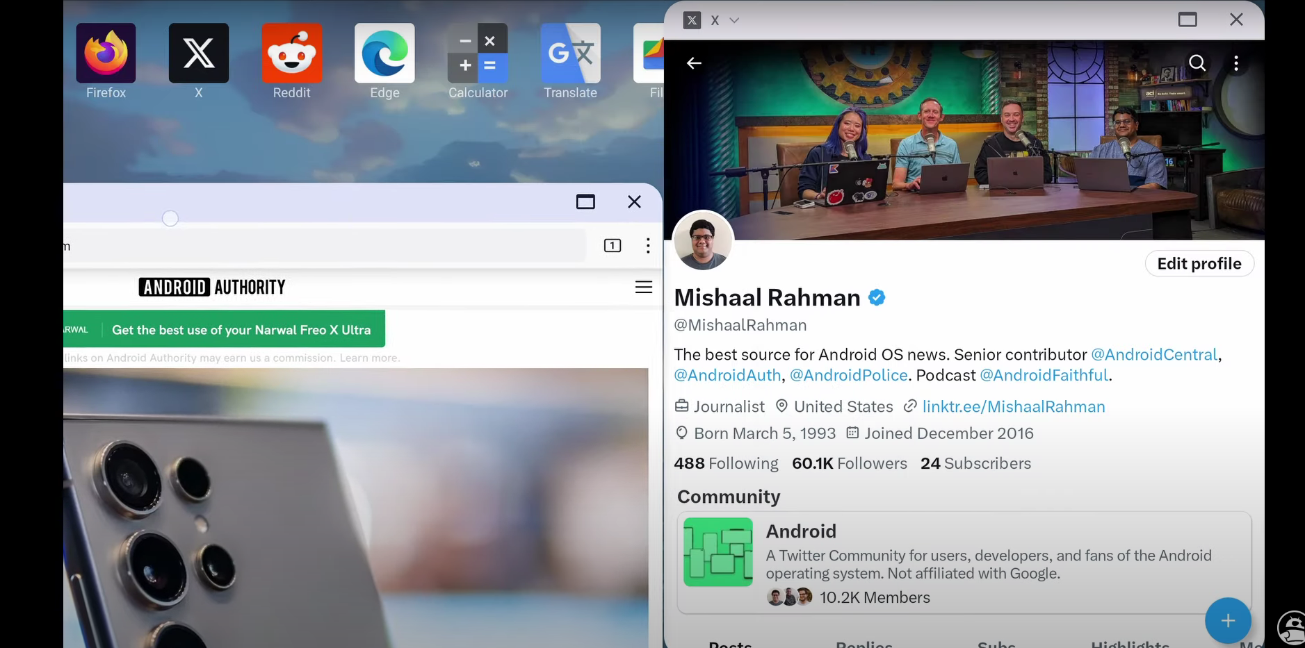 Testing Desktop Mode Android 15 (@AndroidAuthority)