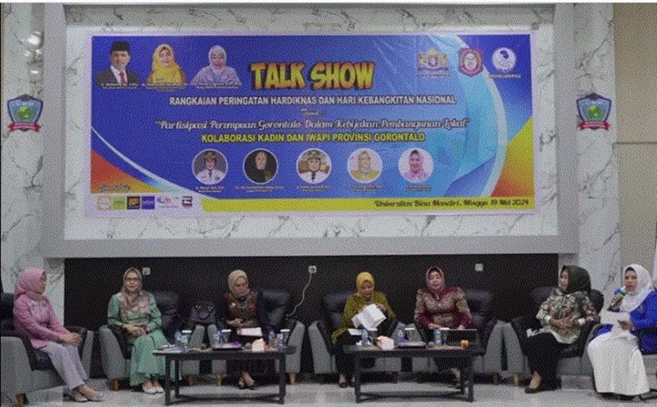 talk show yang dilaksanakan IWAPI Gorontalo   kolaborasi  KADIN Gorontalo.   Dalam rangkaian  Peringatan Hari Pendidikan Nasional  (Hardiknas) dan Hari Kebangkitan Nasional  (Harkitnas) 2024. (F:dok)