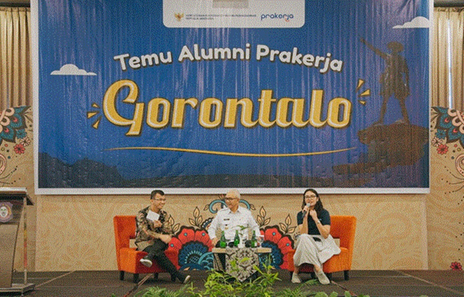 Temu alumni prakerja Gorontalo menghadirkan Pj Gubernur Rudy Salahudin dan Direktur Operasi Prakerja, Hengki Sihombing (F:humas)