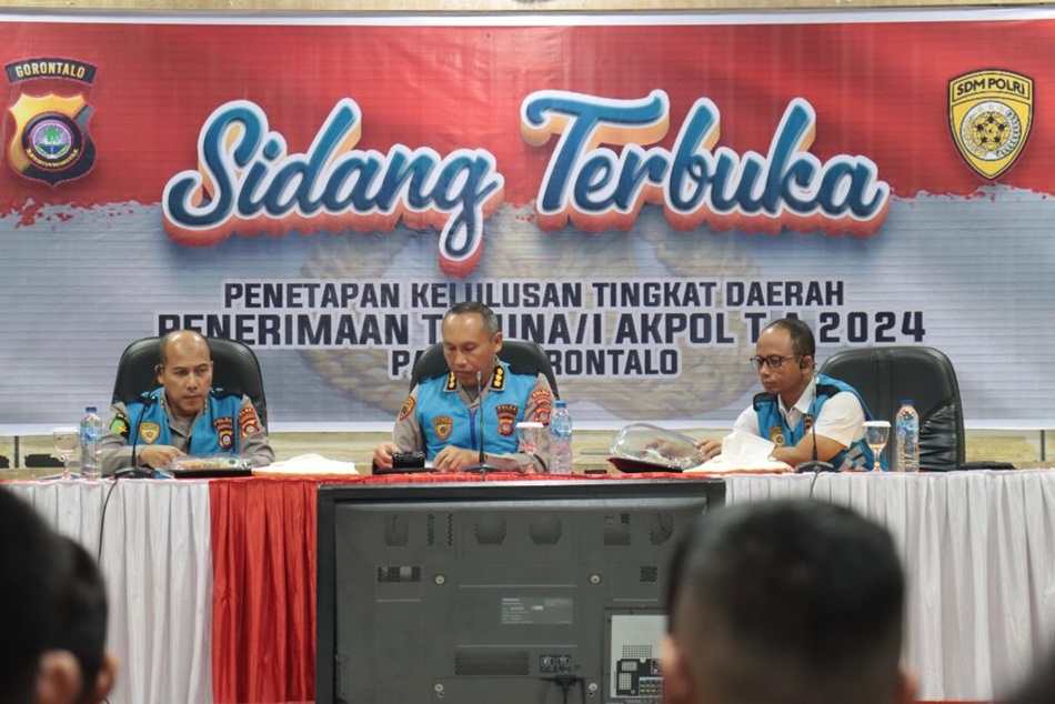 Polda Gorontalo menggelar sidang terbuka penetaoan kelulusan tingkat daerah penerimaan Taruna Akpol 2024 (F:hms-Pol)