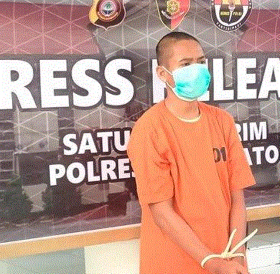 Penampakan pelaku pembunuhan terhadap adik kandung (F:hms-Pol)