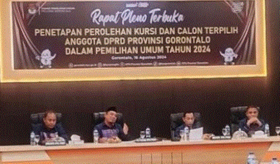 Rapat pleno terbuka penetapan perolehan kursi dan calon terpilih anggota DPRD Provinsi Gorontalo pemilu tahun 2024 (F:humas)