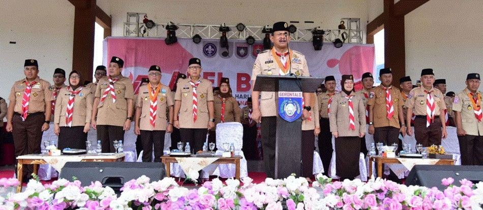 Apel besar gerakan pramuka ke-63 tingkat Kwarda Gerakan Pramuka Gorontalo di  Lapangan Alun-Alun Bone Bolango. (Foto : Andika Kominfotik)