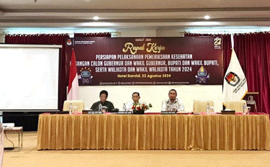 KPU Provinsi gelar Rapat kerja pelaksanaan pemeriksaan kesehatan pasangan calon gubernur dan wakil gubernur, bupati dan wakil bupati serta walikota dan wakil walikota tahun 2024.(F:humas)