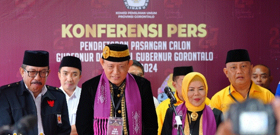 Konference pers paslon Gunas-Idah di  usai mendaftar di KPU Provinsi Gorontalo (F:humas)