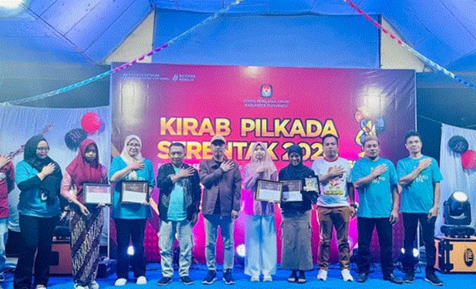 Kirab Pilkada Serentak Tahun 2024 yang dilaksanakan oleh KPU Pohuwato di Zona 4 (Marisa, Buntulia, Paguat dan Dengilo).(F:humas)