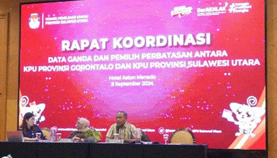 Komisoner  KPU Provinsi Gorontalo, Sophian Rahmola saat mengikuti rapat koordinasi dengan KPU Sulut (foto:kpu kabgor)