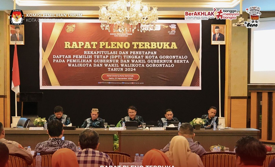 Rapat pleno terbuka, KPU Kota Gorontalo tetapkan DPT Pilkada 2024 (F:humas)