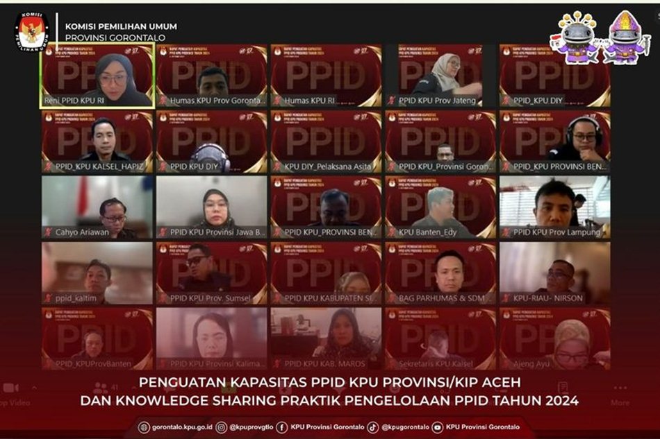 Rapat Penguatan Kapasitas Pejabat Pengelola Informasi dan Dokumentasi (PPID) KPU Provinsi Tahun 2024. (F:humas)