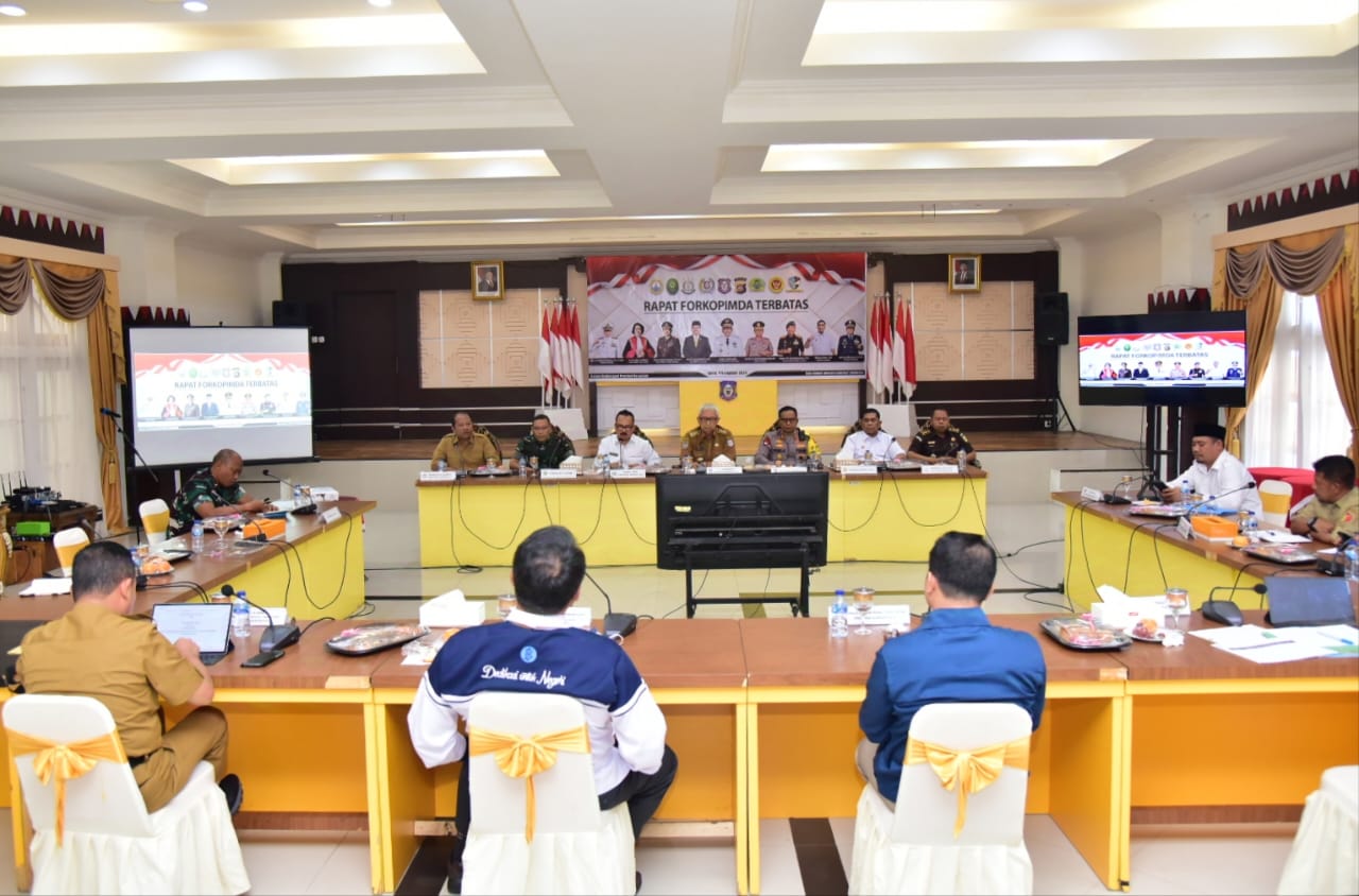 Suasana pelaksanaan Rapat Forkopimda terbatas/Berita Gorontalo