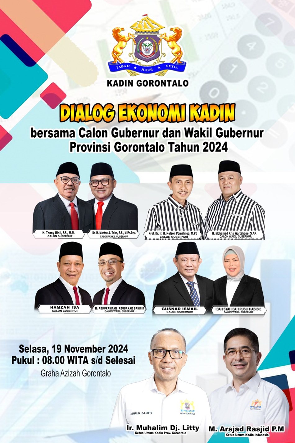 Dialog Kadin Gorontalo yang menghadirkan empat Paslon Gubernur Gorontalo.(F:humas)