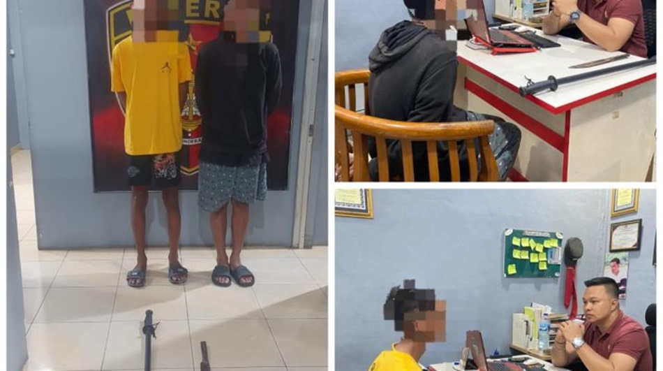 kedua pelaku saat menjalani pemeriksaan di Polresta Gorontalo kota (F:hms-Pol)