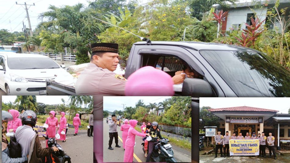 Jajaran Polsek Anggrek Gelar Bakti Sosial Berbagi Takjil Ramadhan 1446 H.(F:Ino)