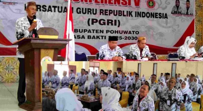 Suasana Konkerkab  PGRI yan berlangsung tertib dan penuh semangat.(F:hms)