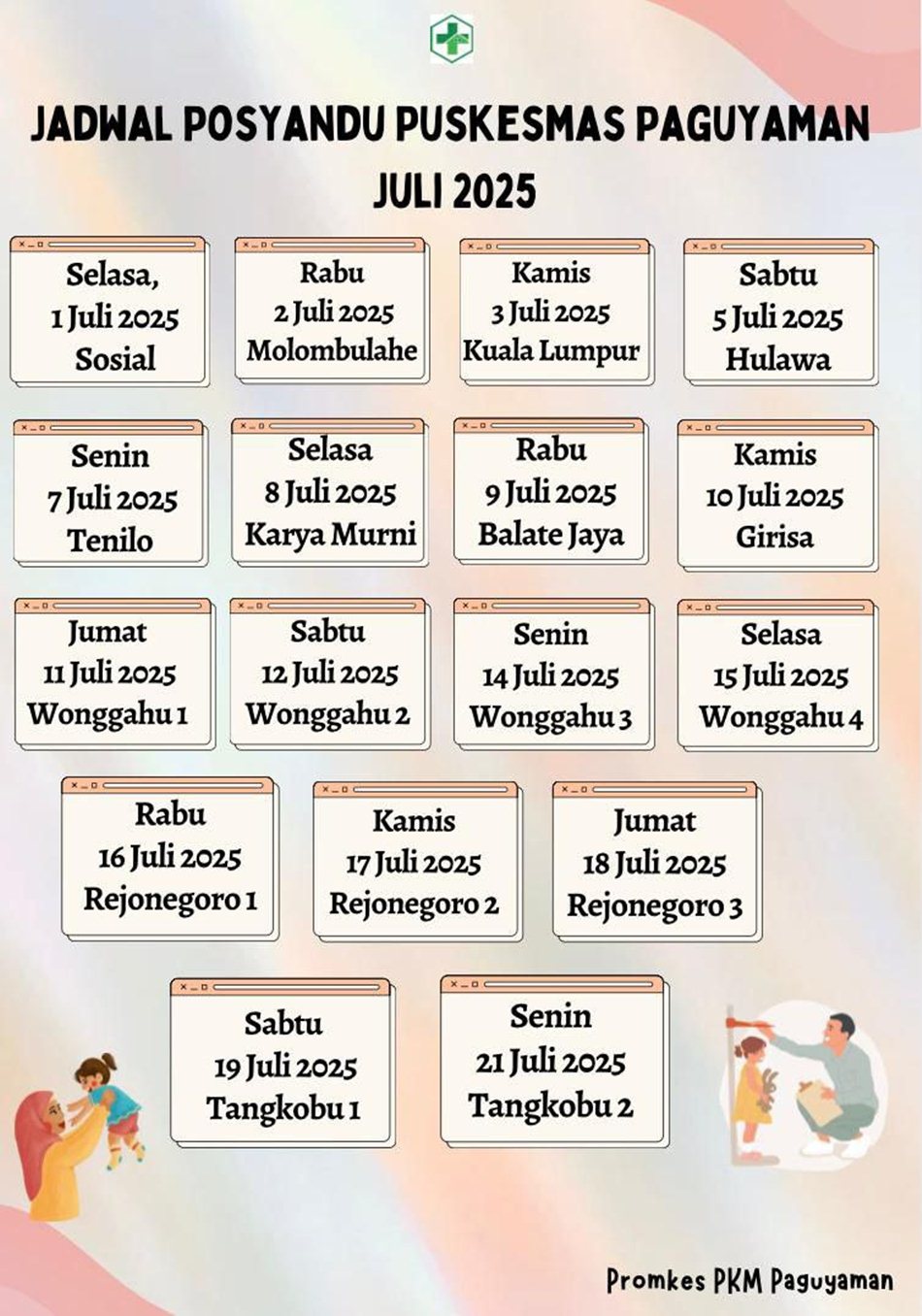 Jadwal Posyandu Puskesmas Paguyaman.(F:hms)