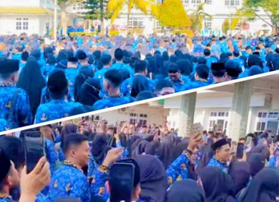 PPPK paruh waktu saat mengikuti apel di Kantor Walikota Gorontalo.(F :FB)