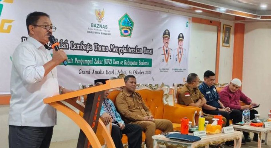 Bupati Boalemo, Rum Pagau, menyatakan   dukungannya penuh. terhadap langkah Badan Amil Zakat Nasional BAZNAS) Boalemo.(F:Hms)
