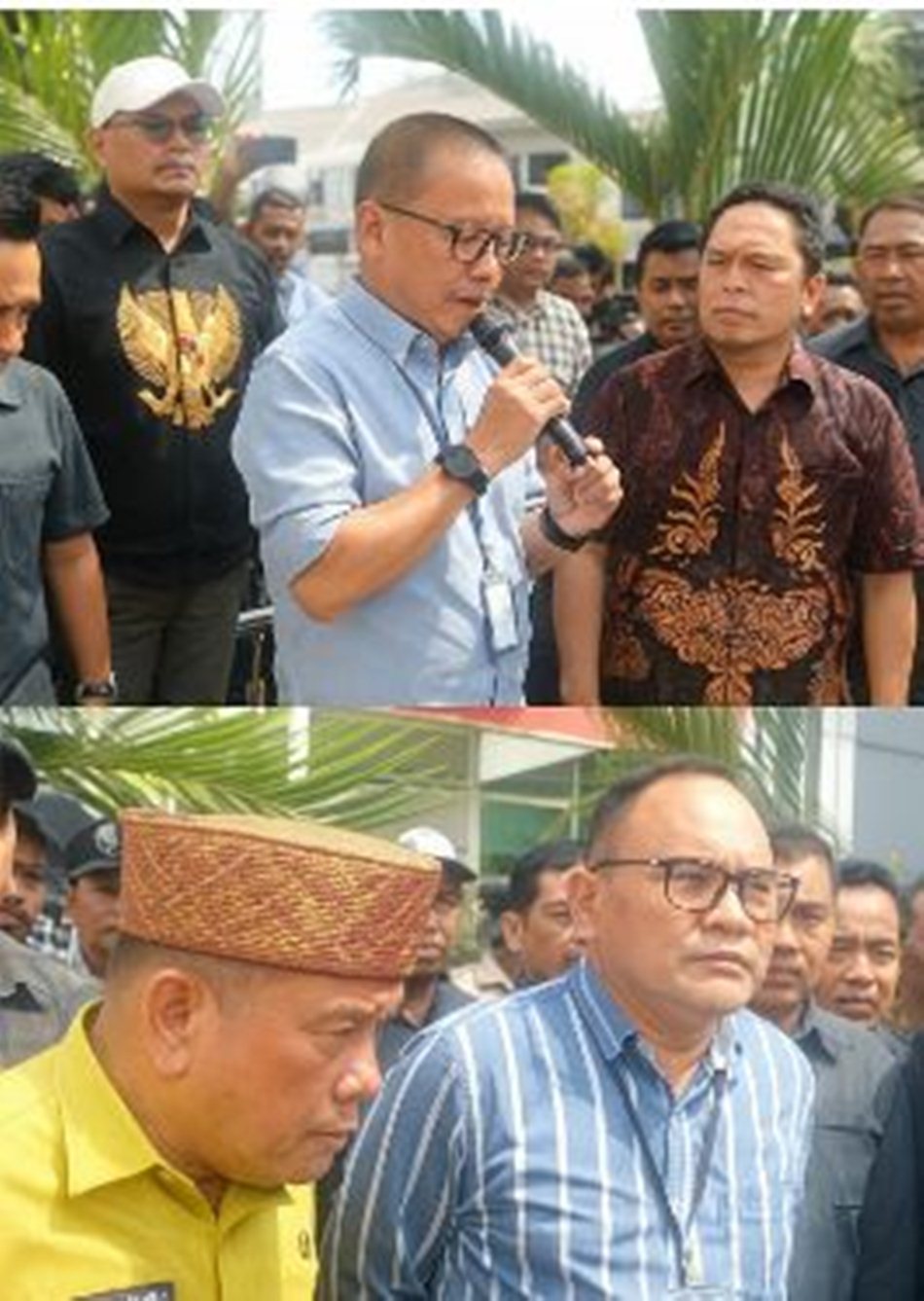 Kepala Kantor Wilayah BSG Gorontalo, Rudianto Katili, dan   Kepala BSG Cabang Kota Gorontalo Tomy Gobel, hadir langsung menemui massa aksi.(F:Ist)