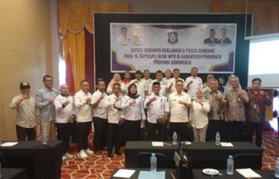 ekspose reklamasi pasca-tambang di 10 blok Wilayah Pertambangan Rakyat (WPR) yang digelar Dinas Tenaga Kerja, SDM, dan Transmigrasi Provinsi Gorontalo.(F:Hen)
