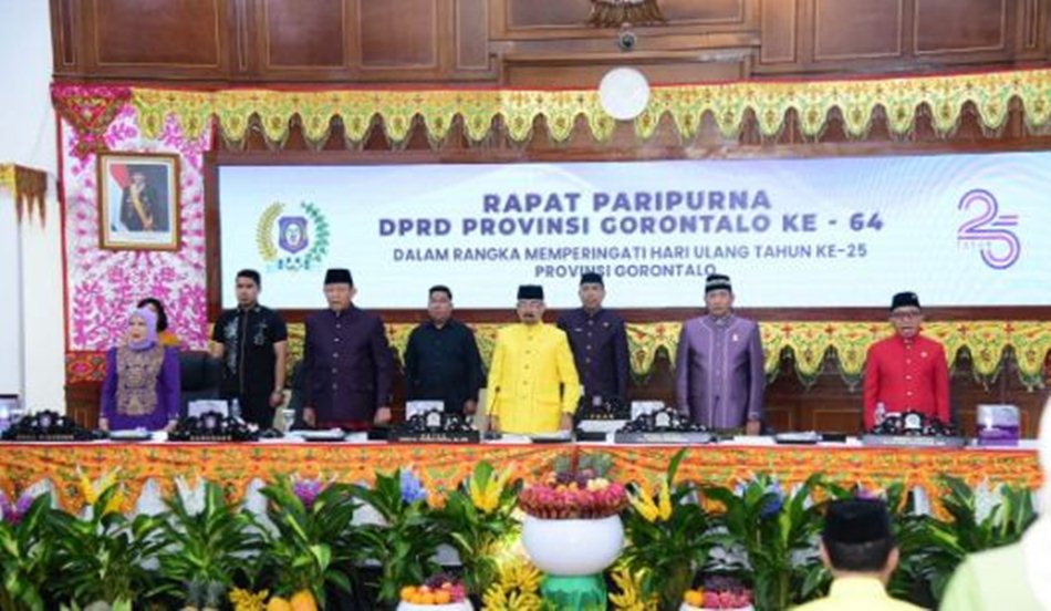Peringatan Hari Ulang Tahun (HUT) ke-25 Provinsi Gorontalo yang digelar dalam Rapat Paripurna ke-64. (F:Ist)