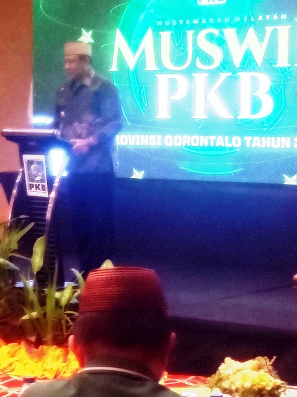 Gubernur Gorontalo Gusnar Ismail saat menghadiri Musyawarah Wilayah (Muswil) Partai Kebangkitan Bangsa (PKB) yang berlangsung di Grand Q Hotel.(F:gp)